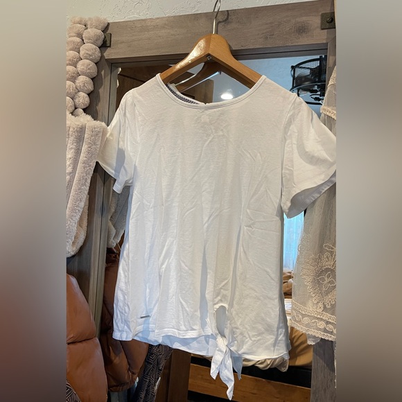 Nautica Women’s White Tie Front Short Sleeve Tee Size M - Picture 1 of 4